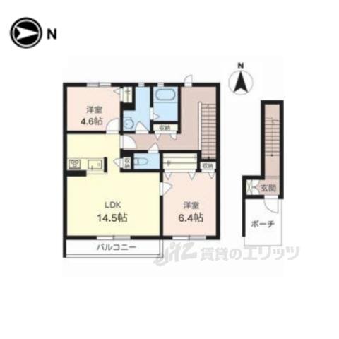 ヴィフレーヴ(2LDK/2階)の間取り写真