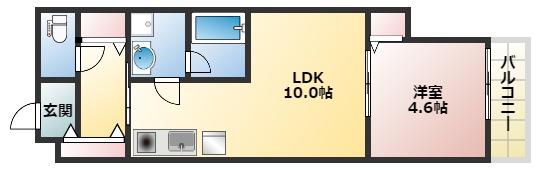 ルクレール菱屋(1LDK/3階)の間取り写真