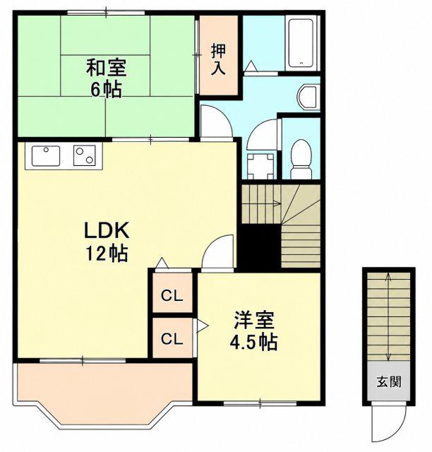 加島ツーフォー(2LDK/2階)の間取り写真