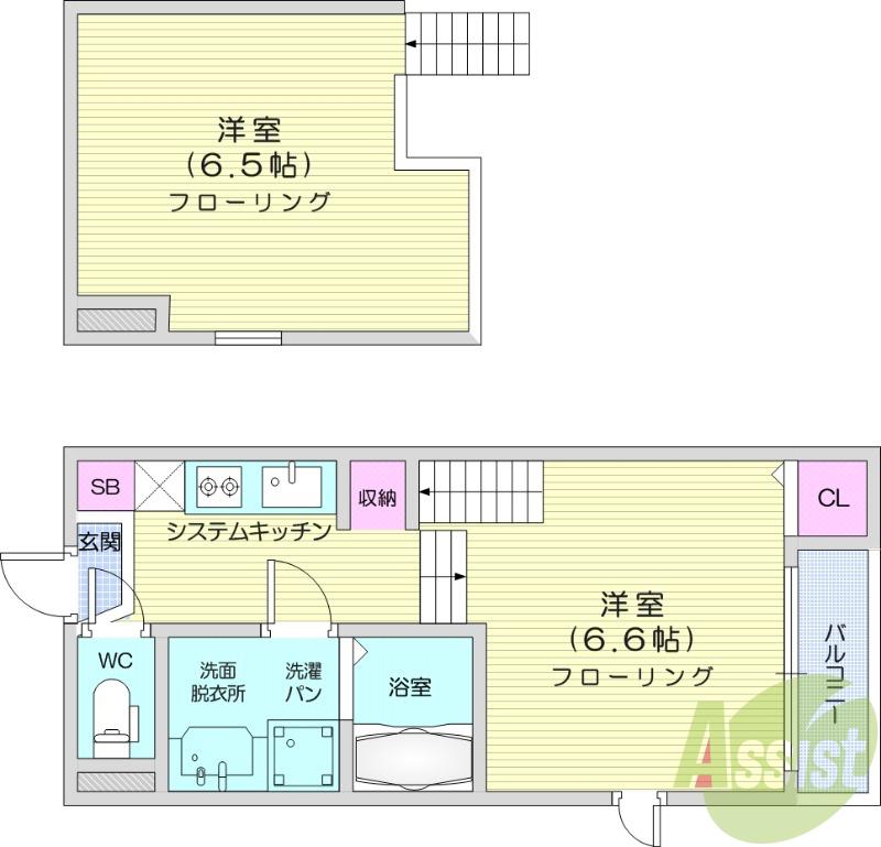 NACHURA新田(1K/1階)の間取り写真