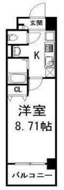 フォートレス文京(1K/8階)の間取り写真