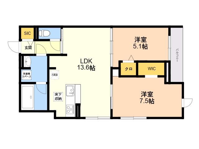 D-ROOM東雲町(2LDK/1階)の間取り写真