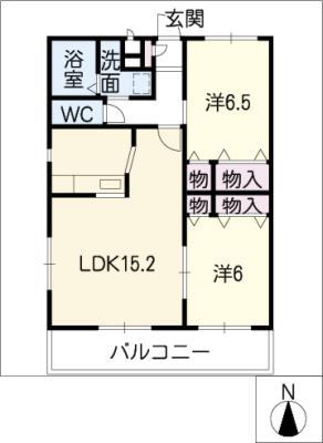 サングリーン(2LDK/2階)の間取り写真