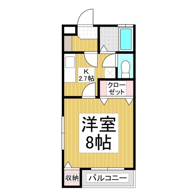 コーポゆうII(1K/2階)の間取り写真