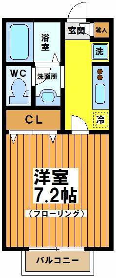 グリーンウインド(1K/2階)の間取り写真