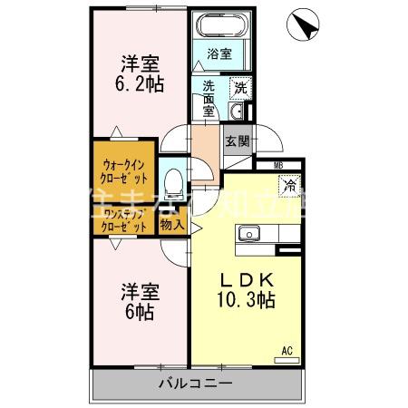 グランマルシェ(2LDK/2階)の間取り写真