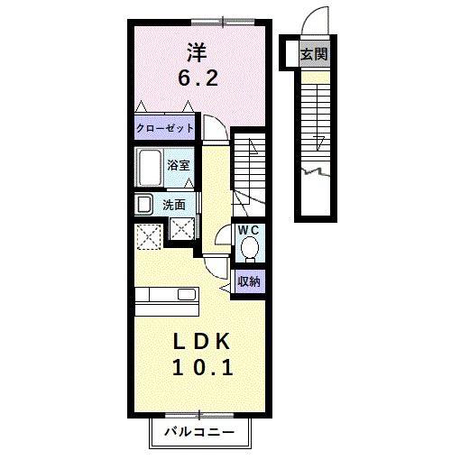 エテルネル(1LDK/2階)の間取り写真