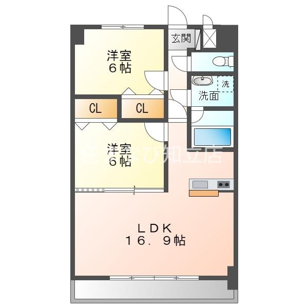 CASA GRIGIO(2LDK/6階)の間取り写真