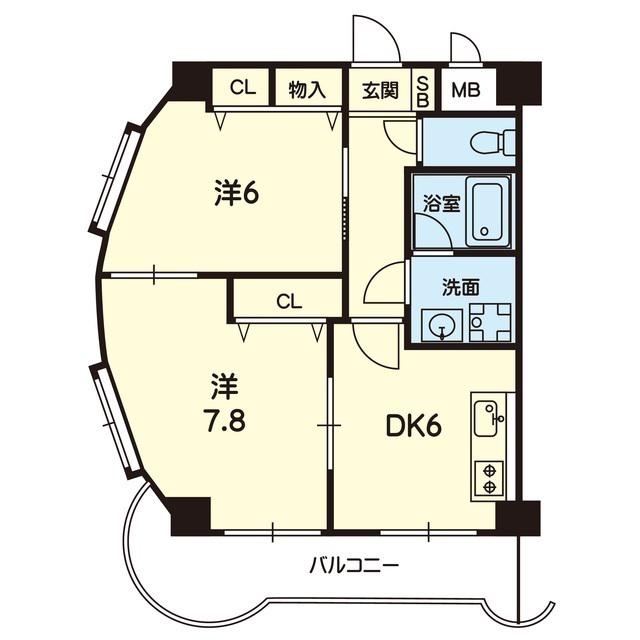 サンセゾンVI(2DK/6階)の間取り写真