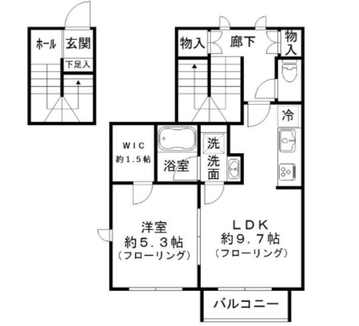 メゾン・ドゥ・ベージュ・エ・グリーズ(1LDK/2階)の間取り写真