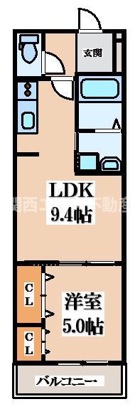 フジパレス中央長田(1LDK/3階)の間取り写真