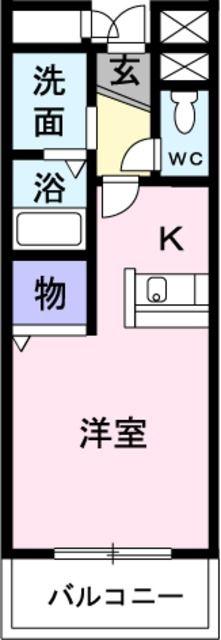 グリーンヒルズ大澤B(1K/1階)の間取り写真