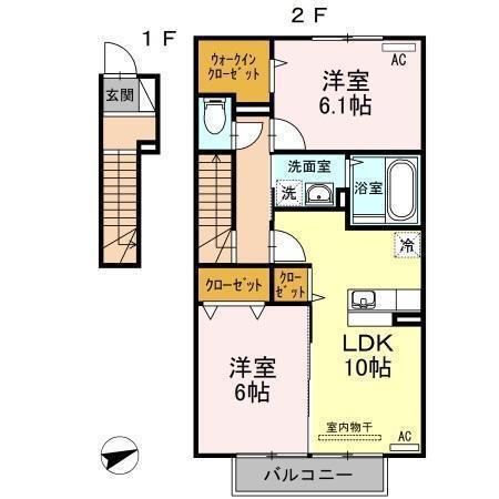 サンセール セゾン(2LDK/2階)の間取り写真