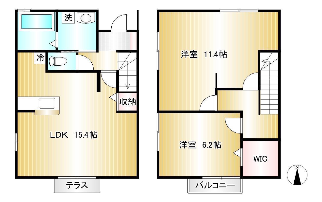 ライトハウス広面D棟(2LDK/1階)の間取り写真