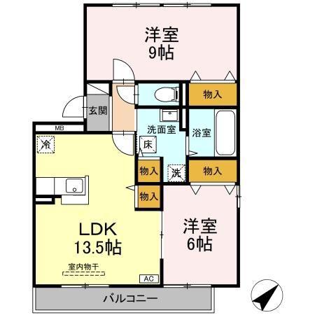リビングタウン弥生が丘F(2LDK/3階)の間取り写真
