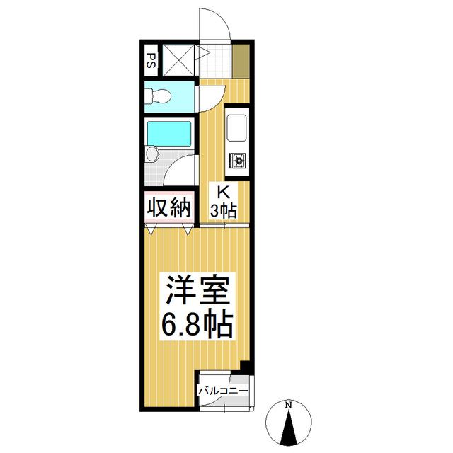 ベルメゾン辰巳(1K/2階)の間取り写真