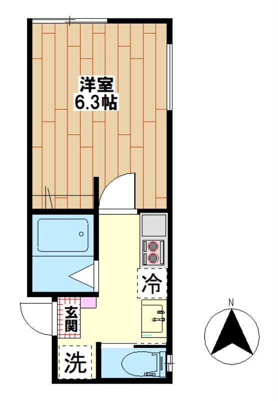 G.CREST扇(1K/2階)の間取り写真