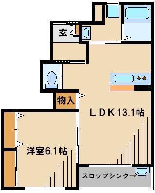 オーシャンディオス(1LDK/1階)の間取り写真
