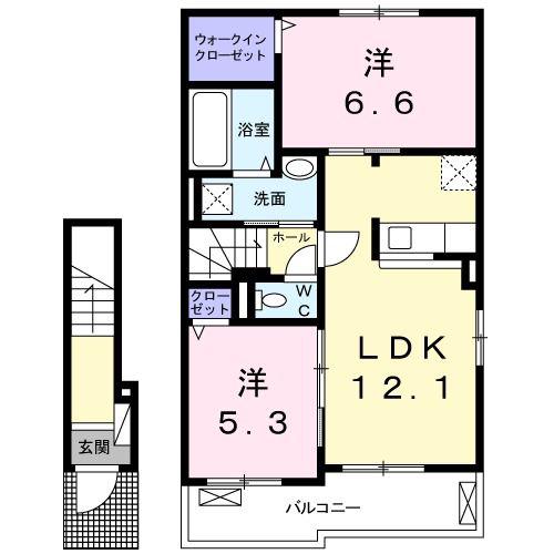 ラヴィエベル(2LDK/2階)の間取り写真