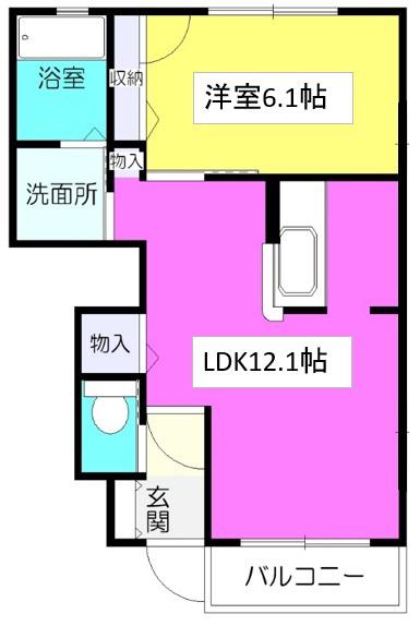 リジェールマレIII(1LDK/1階)の間取り写真