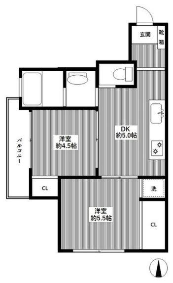 メゾン堀井(2DK/3階)の間取り写真