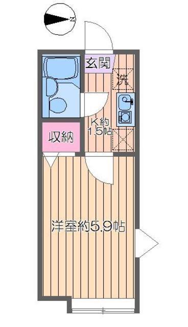 オーネスト六町I(1K/2階)の間取り写真