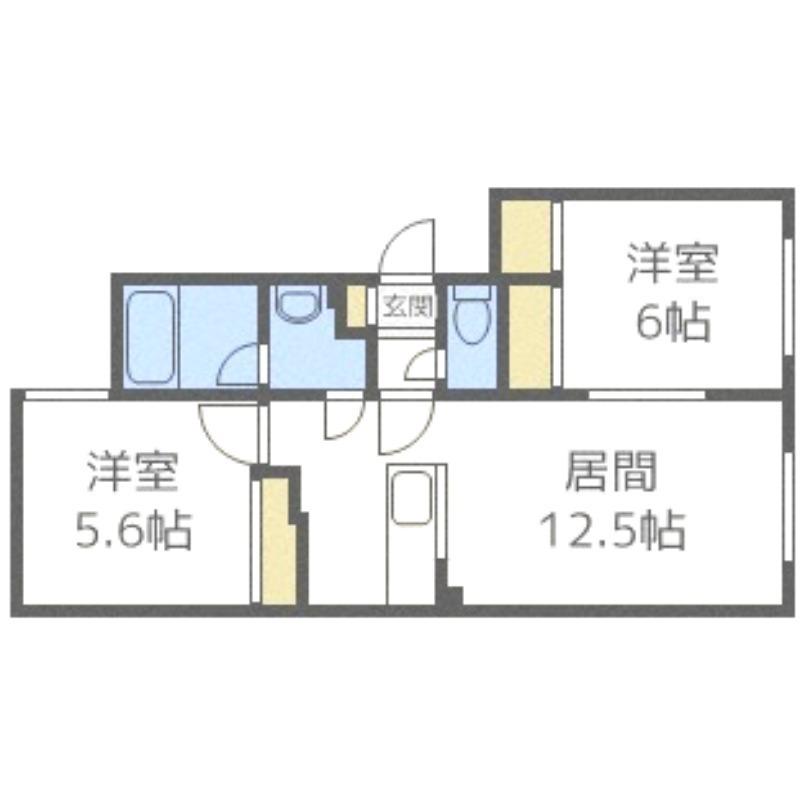 宮の沢2条館(2LDK/2階)の間取り写真