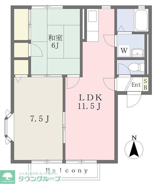 グリーンパレスB(2LDK/1階)の間取り写真
