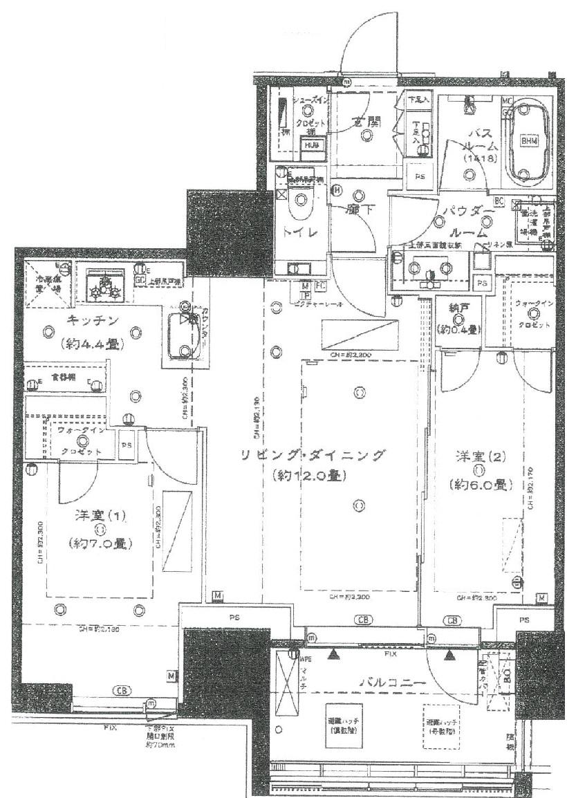 グランドヒルズ恵比寿(2LDK/13階)の間取り写真