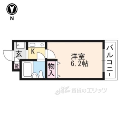 DETOM-1東福寺(1K/4階)の間取り写真