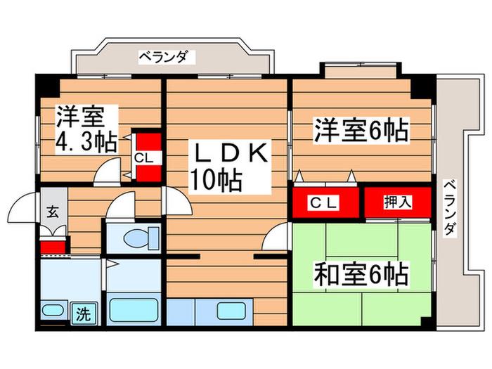 シティハイム(3LDK/3階)の間取り写真