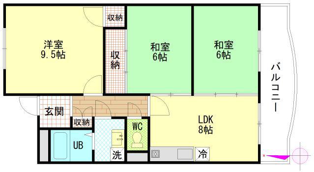 サンコーポ海田 1(3DK/2階)の間取り写真