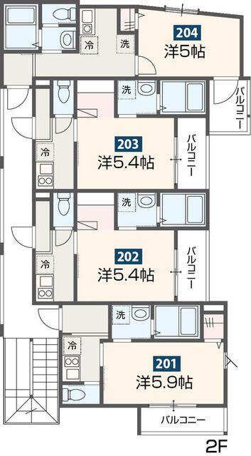 MELDIAかしわ台(1K/2階)の間取り写真