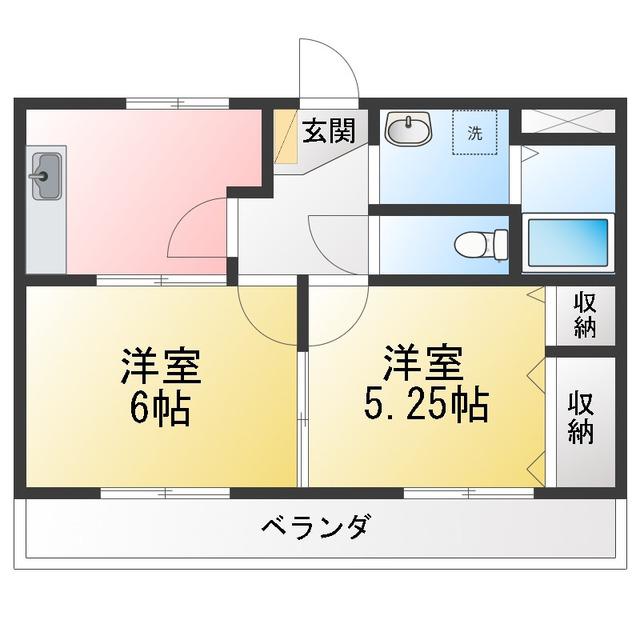 グリーンハイツフジナミ(2K/2階)の間取り写真