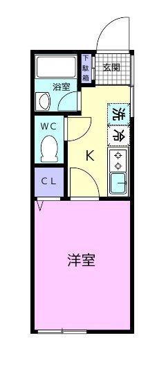 TJ杭ノ瀬II C棟(1K/1階)の間取り写真