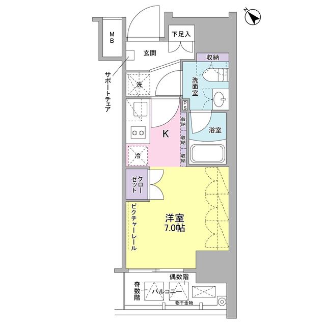 SIL西五反田(ワンルーム/6階)の間取り写真