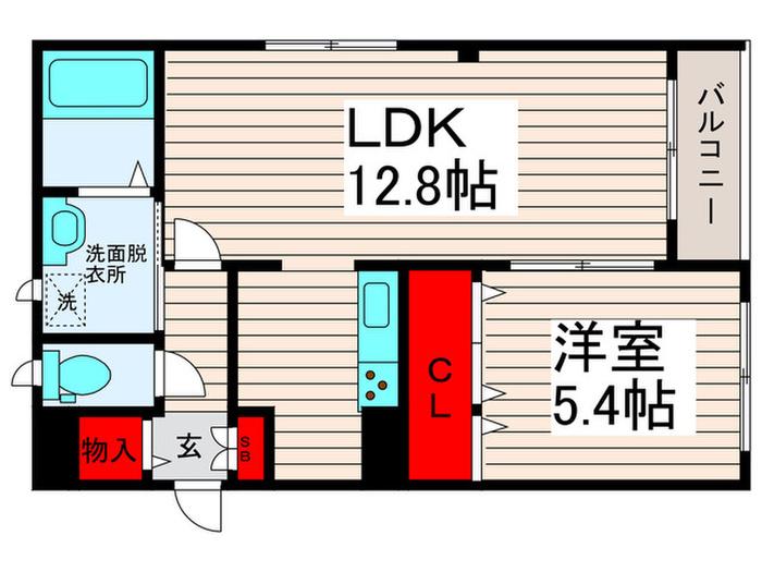 ラシーネ扇アイリス(1LDK/2階)の間取り写真