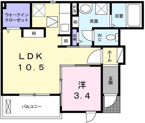 エンジェル コート(1LDK/1階)の間取り写真