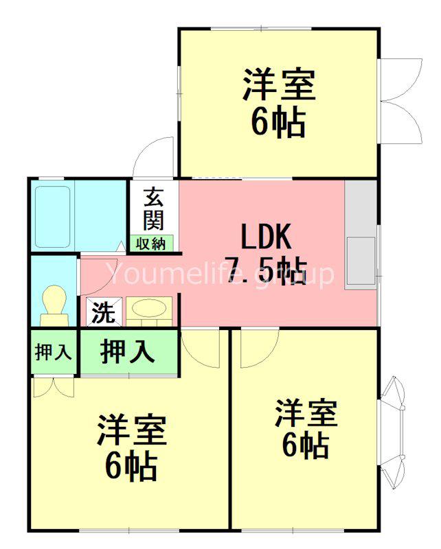 リンデンホーフ(3DK/1階)の間取り写真