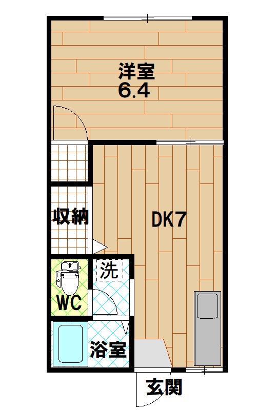 メゾンあらけ(1DK/1階)の間取り写真