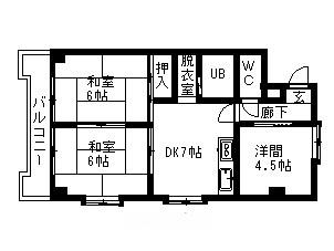 フェリシア浅野(3DK/4階)の間取り写真