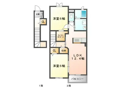 セレーノ・スパッツィオIIA(2LDK/2階)の間取り写真