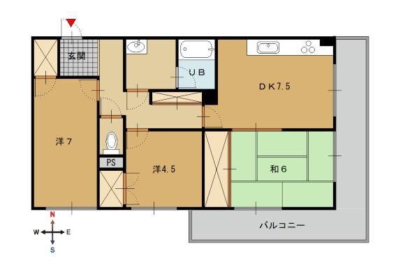 シャトー東舞鶴(3DK/1階)の間取り写真