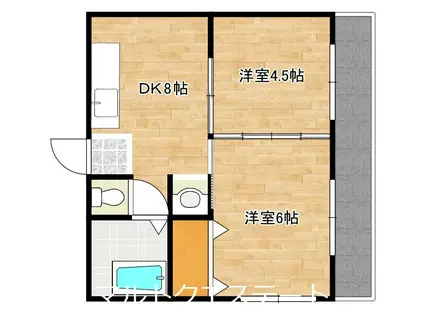 東洋コーポ(2DK/3階)の間取り写真