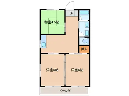 ハイツ大穂(3DK/2階)の間取り写真