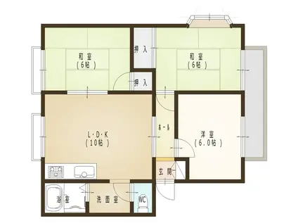 ビューティータウン(3LDK/2階)の間取り写真
