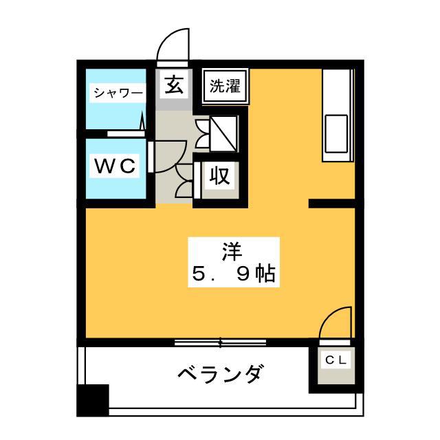 ツインタワー浦安(1K/3階)の間取り写真