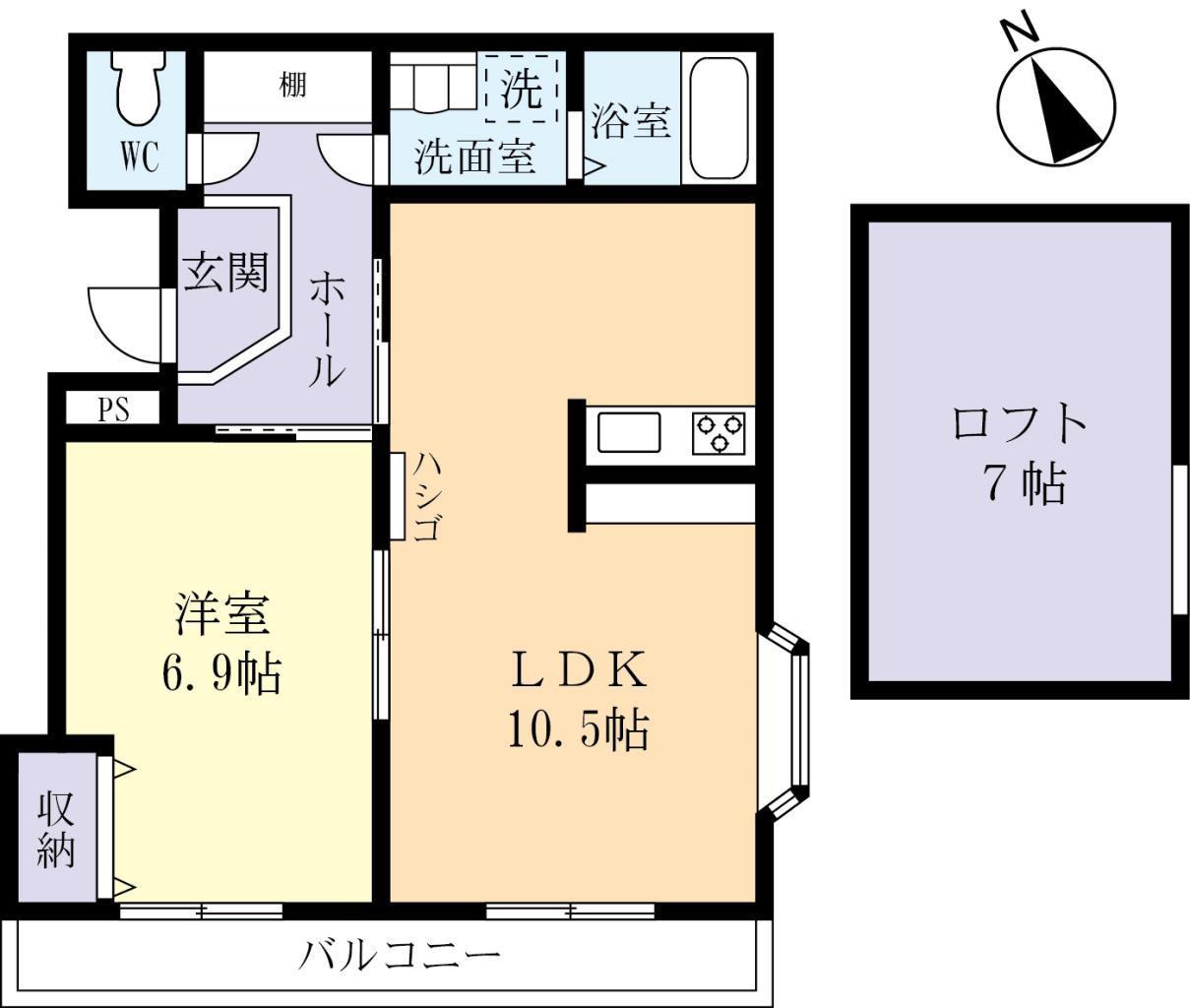 メルヴェイユ・プラトー(1LDK/2階)の間取り写真