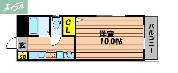 オーランド富田町(1K/5階)の間取り写真