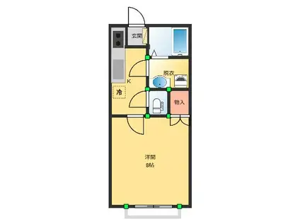 フローラルコートC棟(1K/1階)の間取り写真